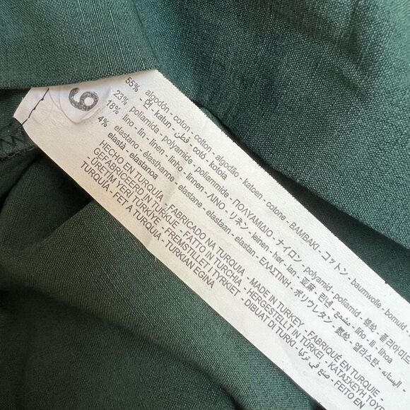Zara Draped Linen Blend Dress in Bottle Green Medium - Picture 13 of 14